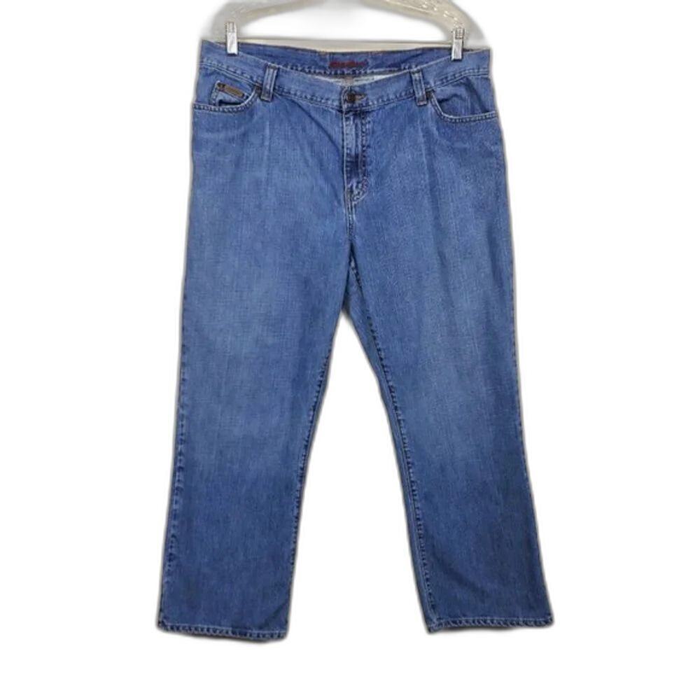 Eddie Bauer Straight Leg Jeans Womens Size 16T Tall Blue Classic Fit Cotton